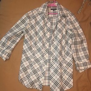 Plaid Burberry collar shirt